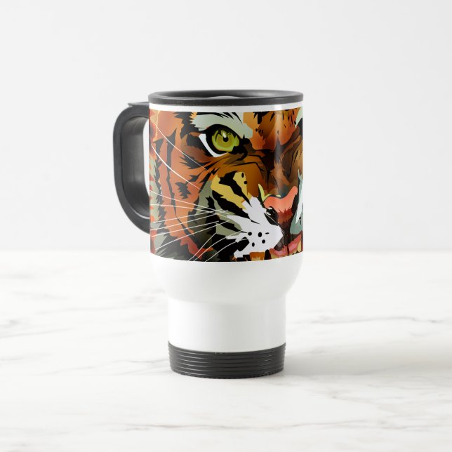 Vild rytande tiger resekaffe mugg djärv (Framsida vänster)