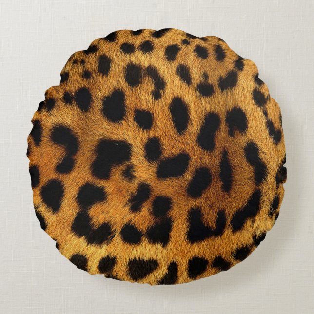 vild Safari animal cheetah girly leopard print Rund Kudde (Framsidan)