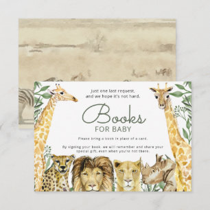Vild Safari Animals Baby Shower Bok Request Inbjudningar