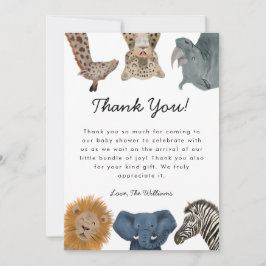 Vild Safari Animals Baby Shower Gender Neutral Tack Kort