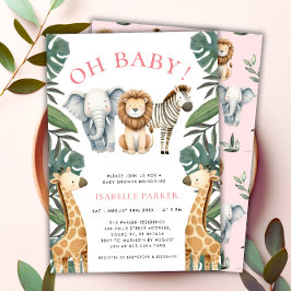 Vild Safari Animals Baby Shower Inbjudningar