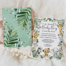 Vild Safari Animals Baby Shower Jungle Greenery