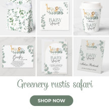 Vild Safari Animals Baby Shower Jungle Greenery