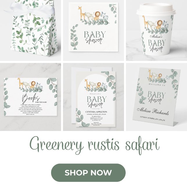 Vild Safari Animals Baby Shower Jungle Greenery Inbjudningar (Skapare uppladdad)