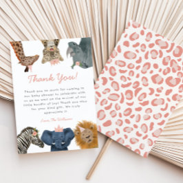 Vild Safari Animals Baby Shower Tack Kort