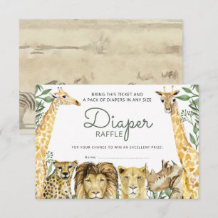 Vild Safari Animals Babyskor Diaper Raffle Inbjudningar