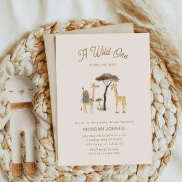Vild Safari Animals Boho Baby Shower Inbjudningar
