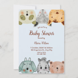Vild Safari Animals Boy Baby-dusch Inbjudningar