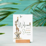 Vild Safari Animals Välkomstskylt för babyskor<br><div class="desc">Vi presenterar vår vild safari-djur som välkomnar babyduschskyltar - perfekt för ett sött, , gender-neutralt firande! Det har ett modernt safari-djurstema med vackra djungeldjur som apa, elefant, giraffe, lejon, tiger och zebra. Med sitt enkla, boho-inspirerade vattenfärgslandskap är den här ljudet perfekt för att välkomna en liten pojke eller flicka. Den...</div>