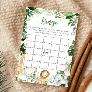 Vild Safari Baby Shower Bingo Spel