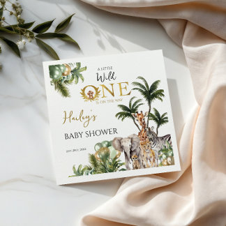 Vild Safari Baby Shower Tropisk Djungeldjur Pappersservett