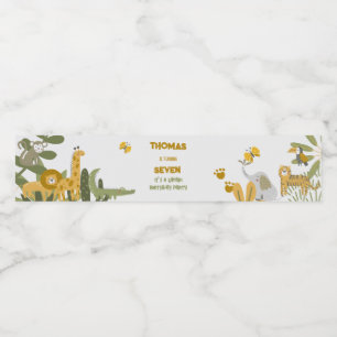 Vild safari barns födelsedag vattenflaska etikett