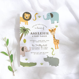 Vild Safari Cute Baby Shower Inbjudningar