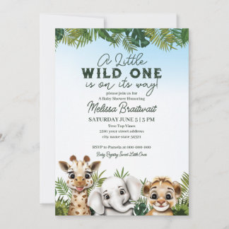 Vild Safari Djur Baby Shower Inbjudan