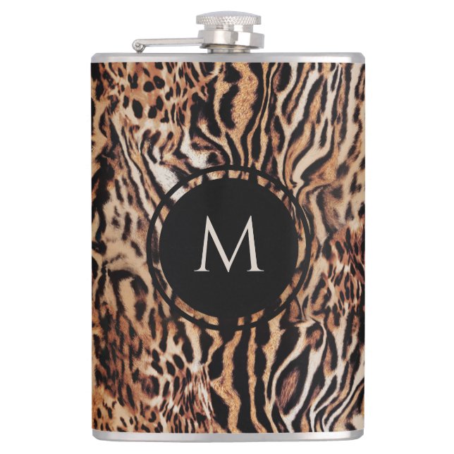 Vild safari-djurtryck med din monogram fickplunta (Framsidan)