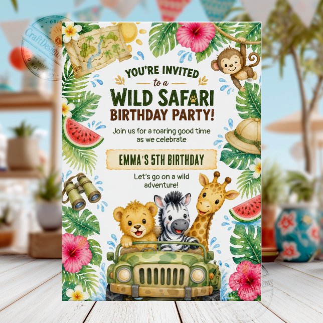 Vild Safari Födelsedagsfest Inbjudningar (Skapare uppladdad)