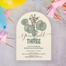 Vild Safari Giraffe Animal 3:e födelsedagen Party Inbjudningar