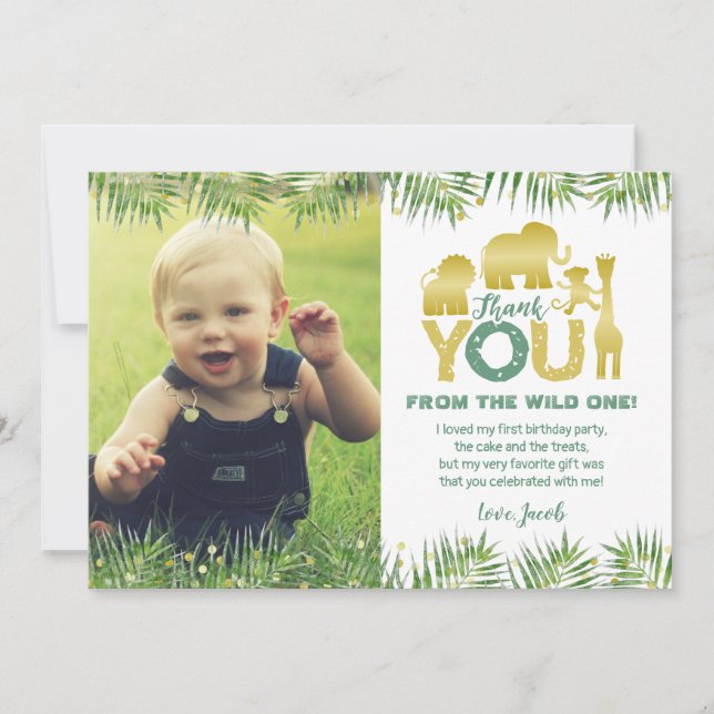 Vild Safari Guld Foto Tackkort Tack Kort (Framsida)