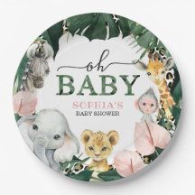 Vild Safari Jungle Animals Baby Shower Papper Plat