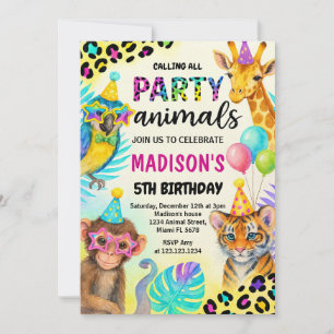 Vild Safari Jungle Birthday-inbjudan Inbjudningar