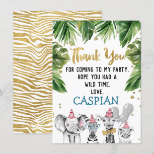 Vild Safari Jungle Birthday Tack-kort Inbjudningar