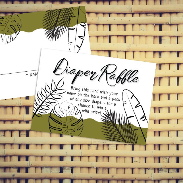 Vild Safari Lämna Oliv grönt Diaper Raffle Tilläggskort (Skapare uppladdad)