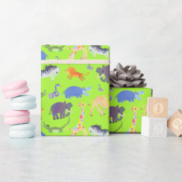 Vild Safari om Grönt Lizard Wrapping Papper Presentpapper