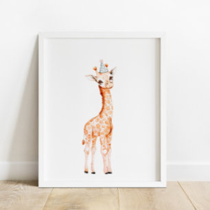Vild Safari Party Giraffe Animals Birthday Poster