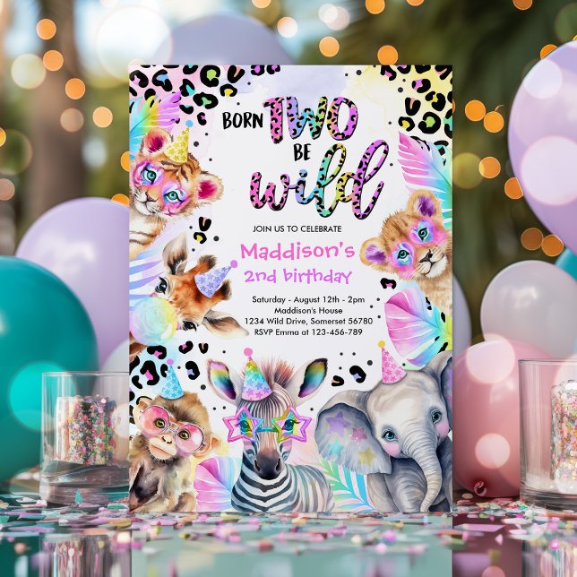 Vild Safari Rosa Girl Girl Leopard Birthday Inbjudningar (Skapare uppladdad)
