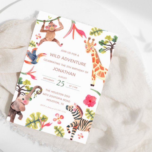 Vild Safari Zoo Birthday-inbjudan Inbjudningar (Available for print and instant digital download!)