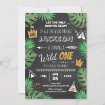 Vild Sak Glitter ONE Birthday Boy Chalkboard Inv.