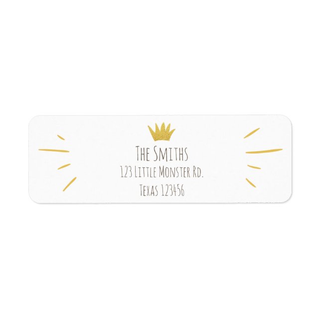 Vild Sak Guld Krona Retur Adress Label Boy Returadress Etikett (Framsidan)