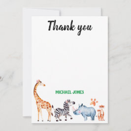 Vild Sak Safarai Animal Birthday Tack Kort