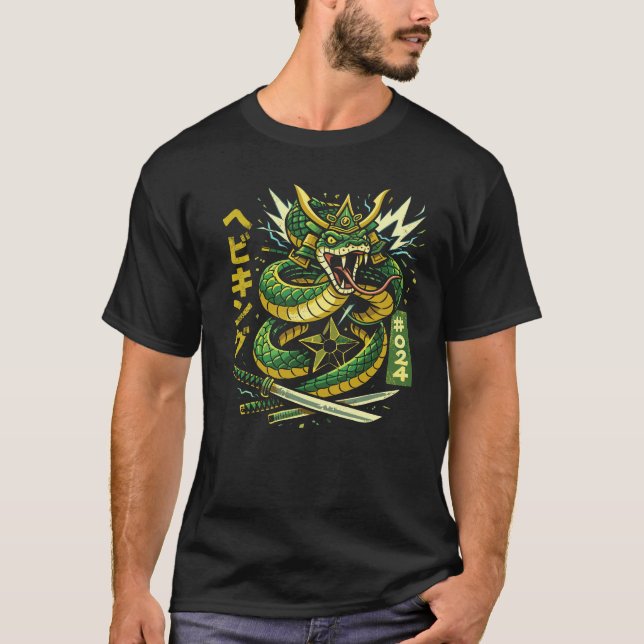 Vild Samuraj Drakkrigare Design T Shirt (Framsida)
