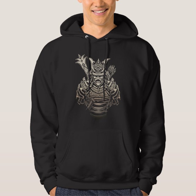Vild Samurajkrigare – Modig Japansk Rustning Hoodie (Framsida)