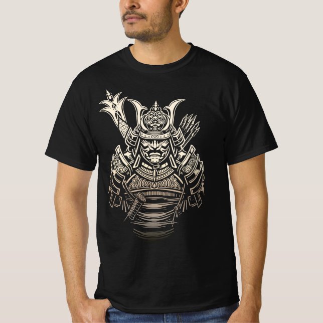 Vild Samurajkrigare – Modig Japansk Rustning T Shirt (Framsida)