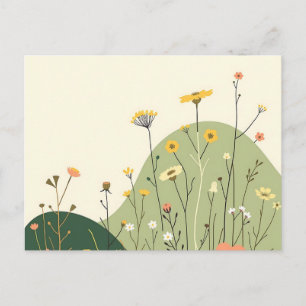 Vild Scandinavian Wildblommor och Geometric Line Vykort