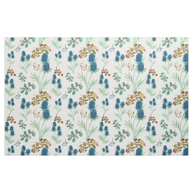 Vild Scottish Blue Thistle Flower Tyg (Fat Quarter)