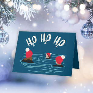 Vild simmande vänner i ulla hattar jul helgkort