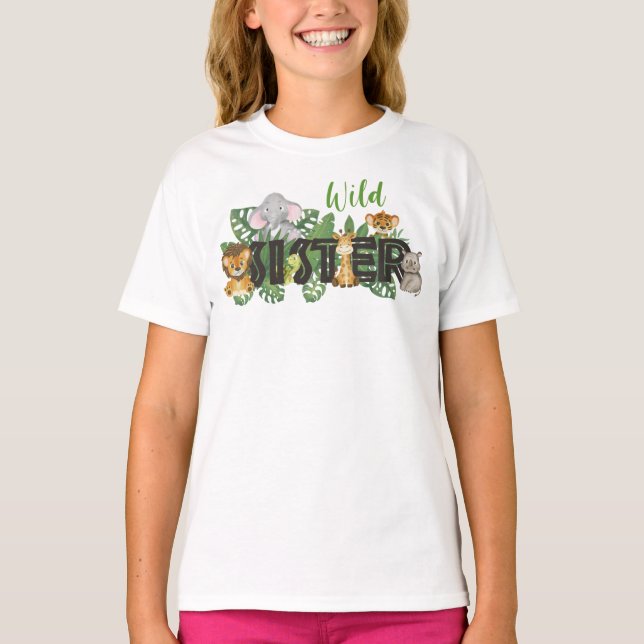 Vild Sister Safari Jungle Birthday Family Matching T Shirt (Framsida)