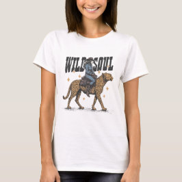 VILD SJÄL Cowgirl Ridande Gepard Vintage Design T Shirt
