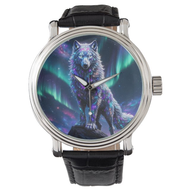 Vild Själs Kosmiska Vargklocka Armbandsur (Framsida)
