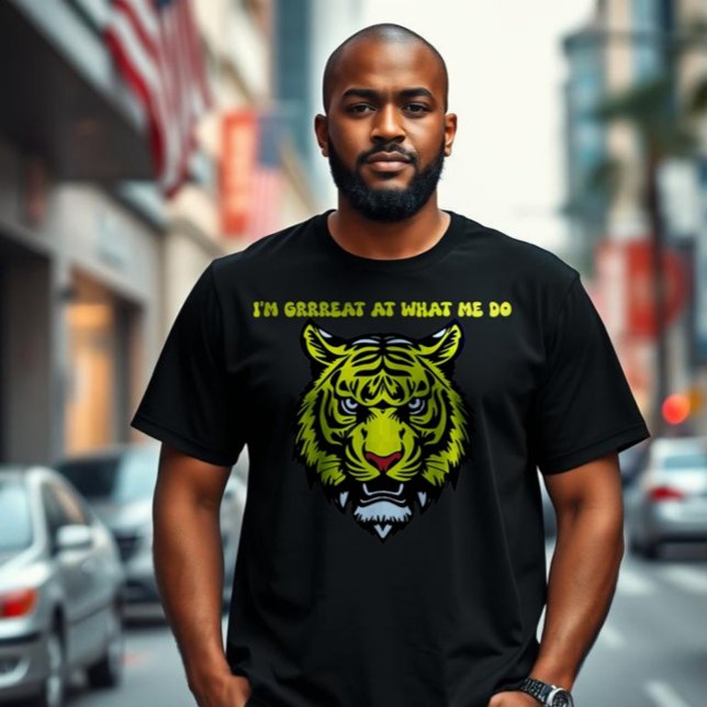 Vild & självsäker tiger grafisk design t shirt (Skapare uppladdad)