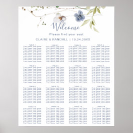 Vild Skog Floral Bröllopsställningsschema Poster