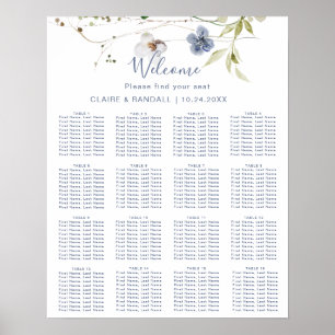 Vild Skog Floral Bröllopsställningsschema Poster