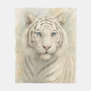 Vild Skönhet Majestätisk Vit Bengalisk Tiger  Fleecefilt