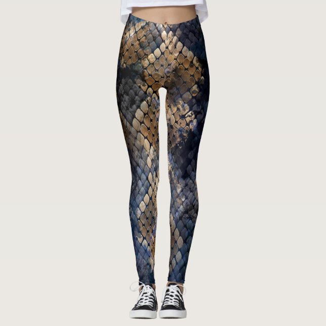 Vild Snakeskin Vattenfärg Sömlös design Leggings (Framsida)