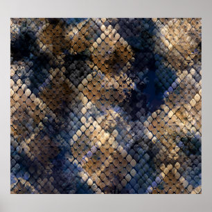 Vild Snakeskin Vattenfärg Sömlös design Poster