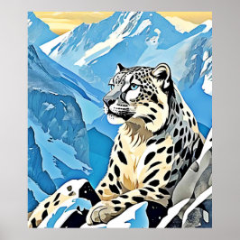 Vild Snö Leopard Design Poster