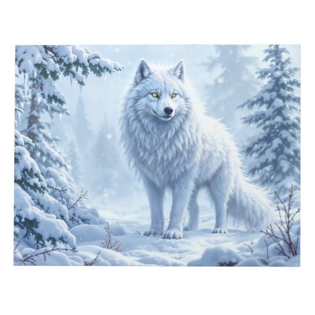 Vild snö-vargens rovdjur - vinterkonst anteckningsblock (Framsida)